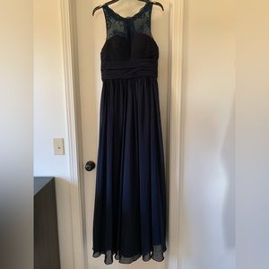 Navy Blue Bridesmaid Dress Women’s Lace Formal Floor Length Gown